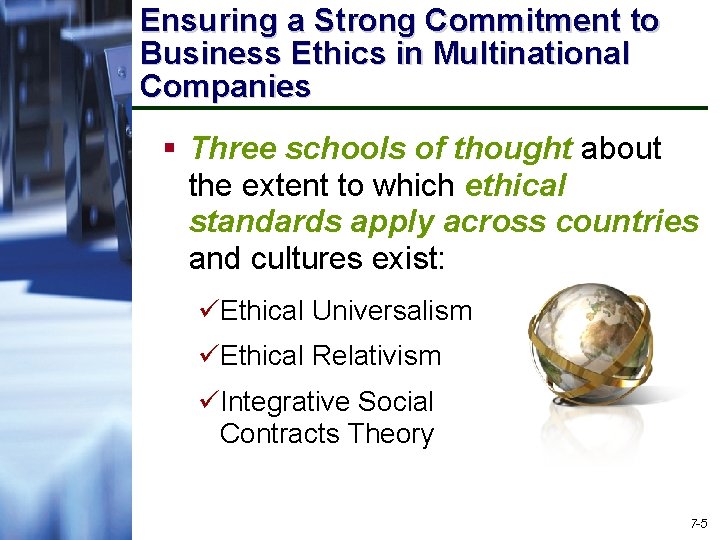 Ensuring a Strong Commitment to Business Ethics in Multinational Companies § Three schools of