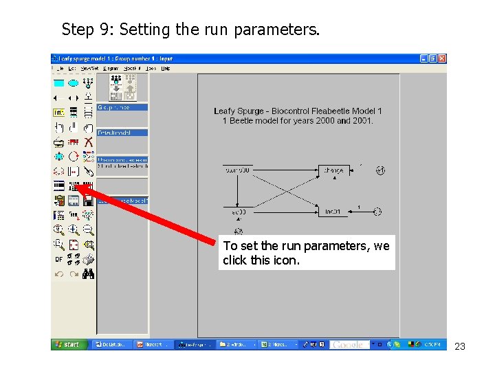 Step 9: Setting the run parameters. To set the run parameters, we click this