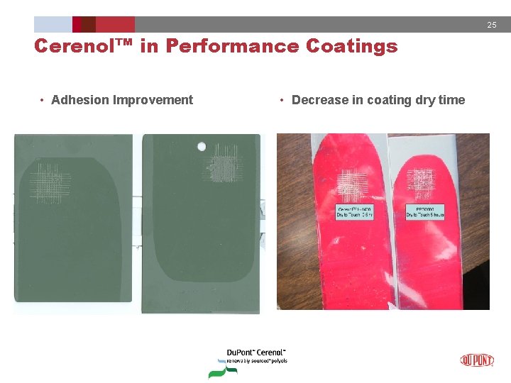 25 Cerenol™ in Performance Coatings • Adhesion Improvement • Decrease in coating dry time