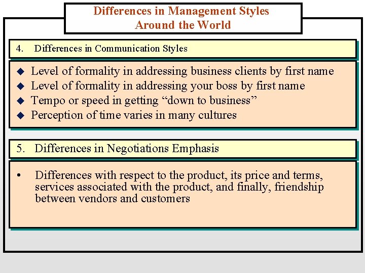 Differences in Management Styles Around the World 4. u u Differences in Communication Styles