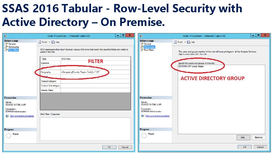 SSAS 2016 Tabular - Row-Level Security with Active Directory – On Premise. 