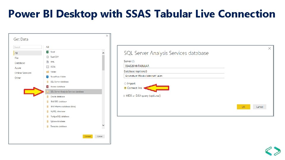 Power BI Desktop with SSAS Tabular Live Connection 