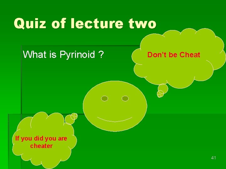 Quiz of lecture two What is Pyrinoid ? Don’t be Cheat If you did