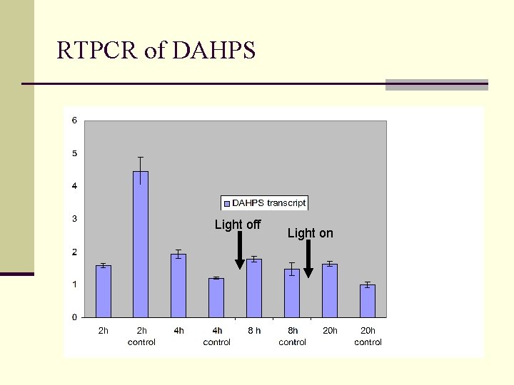 RTPCR of DAHPS Light off Light on 
