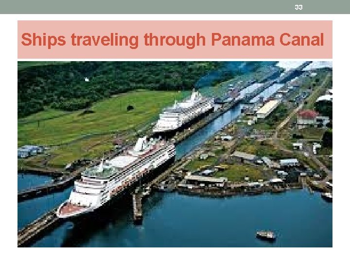 33 Ships traveling through Panama Canal 