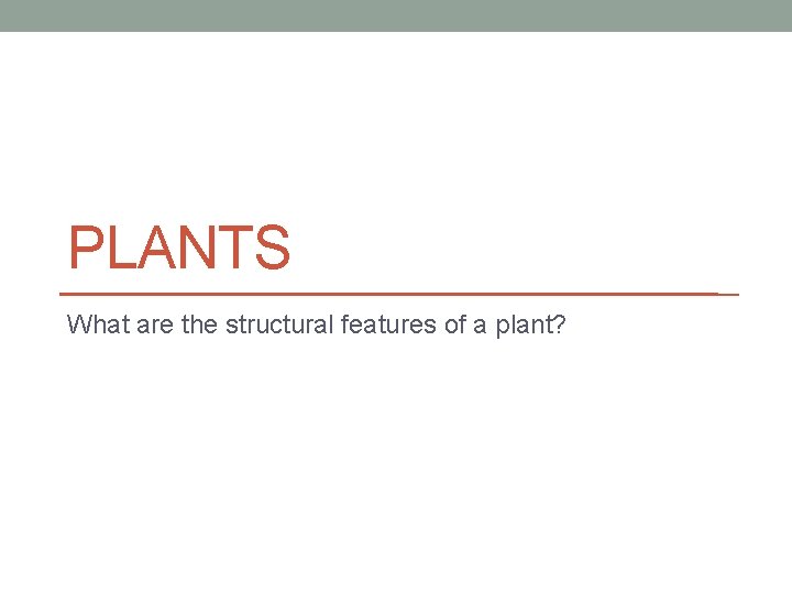 PLANTS What are the structural features of a plant? 