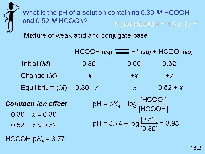 What is the p. H of a solution containing 0. 30 M HCOOH and