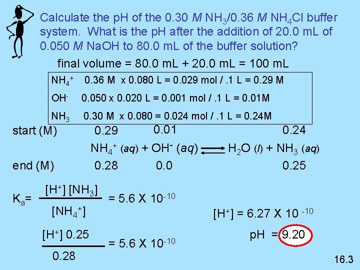 Calculate the p. H of the 0. 30 M NH 3/0. 36 M NH