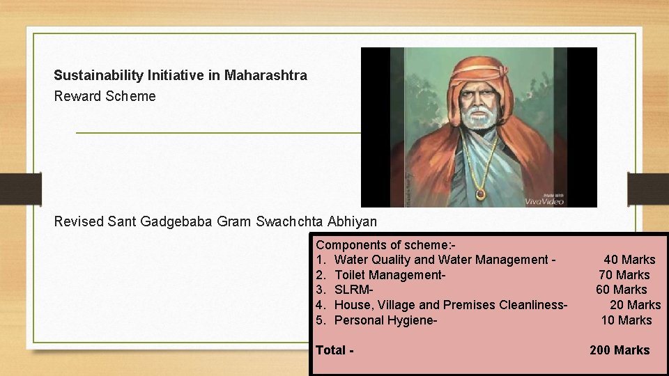 Sustainability Initiative in Maharashtra Reward Scheme Revised Sant Gadgebaba Gram Swachchta Abhiyan Components of
