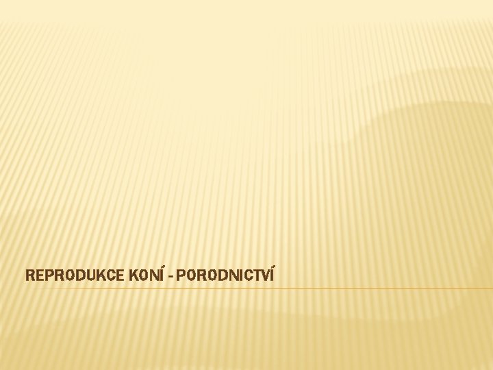 REPRODUKCE KONÍ - PORODNICTVÍ 