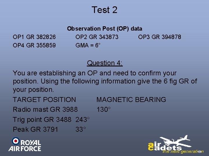 Test 2 OP 1 GR 382826 OP 4 GR 355859 Observation Post (OP) data