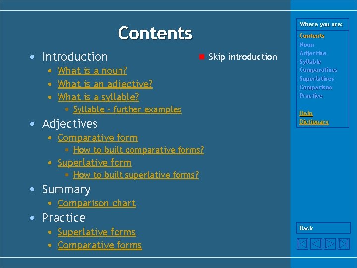 Where you are: Contents • Introduction • What is a noun? • What is