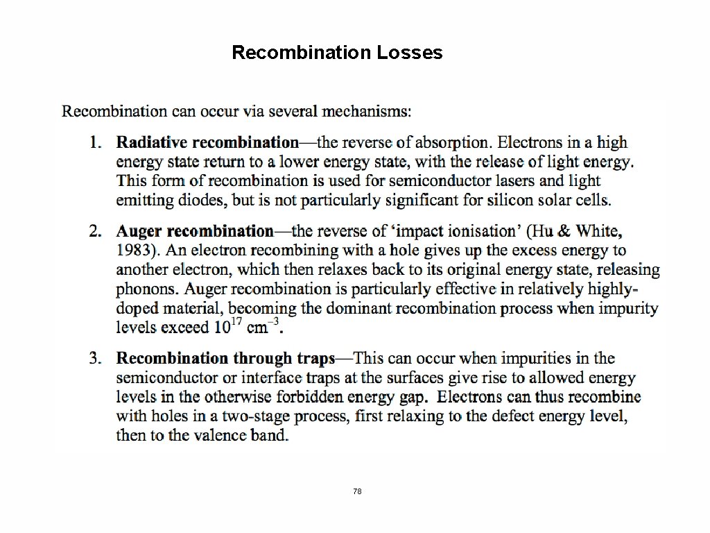 Recombination Losses 78 