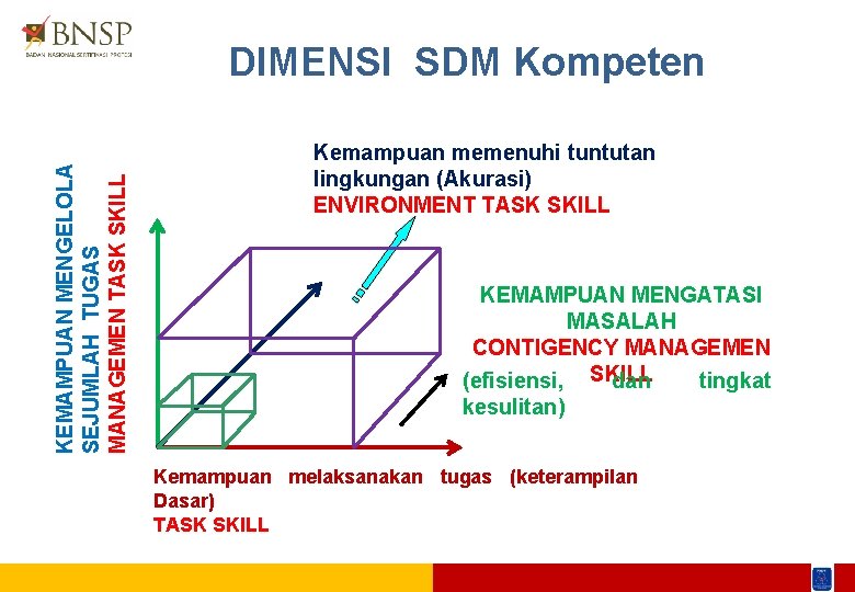KEMAMPUAN MENGELOLA SEJUMLAH TUGAS MANAGEMEN TASK SKILL DIMENSI SDM Kompeten Kemampuan memenuhi tuntutan lingkungan