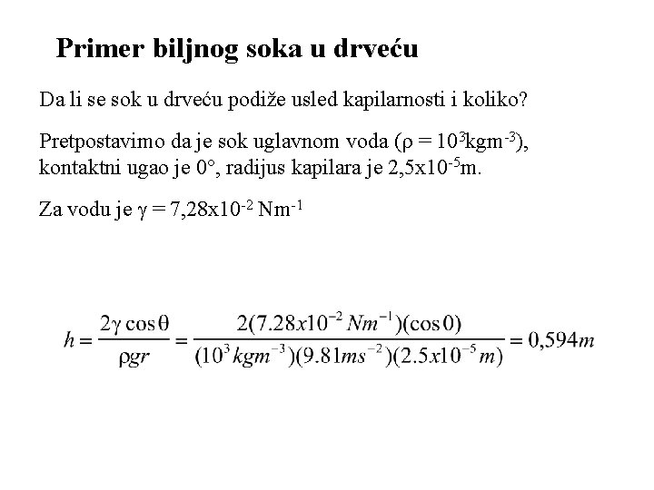 Primer biljnog soka u drveću Da li se sok u drveću podiže usled kapilarnosti