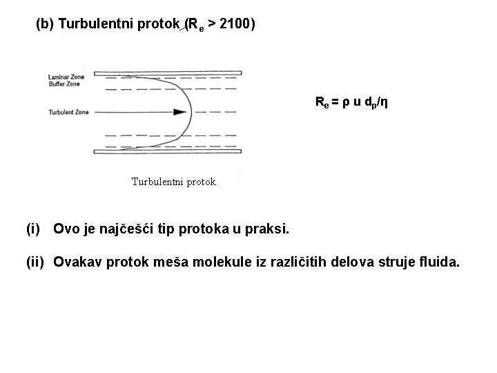 (b) Turbulentni protok (Re > 2100) Re = ρ u dp/η Turbulentni protok (i)