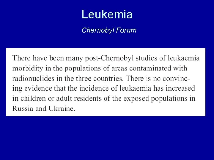 Leukemia Chernobyl Forum 