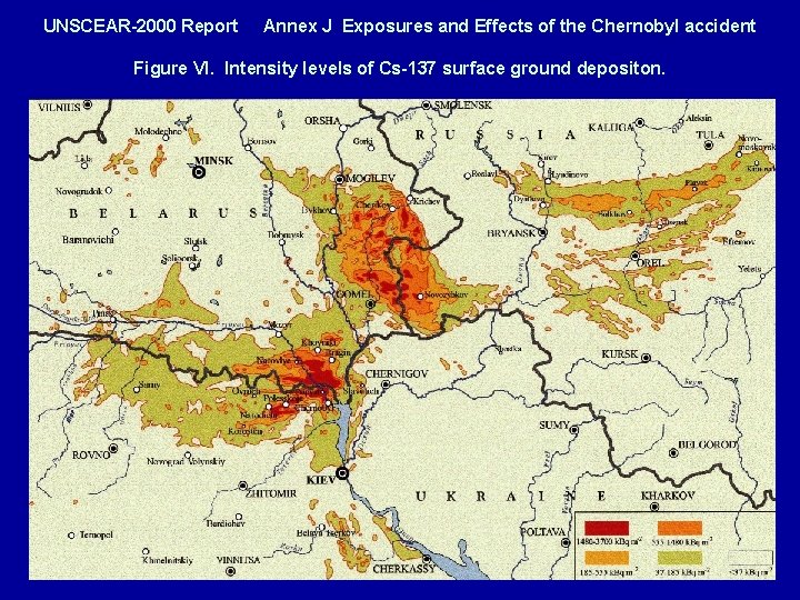 UNSCEAR-2000 Report Annex J Exposures and Effects of the Chernobyl accident Figure VI. Intensity