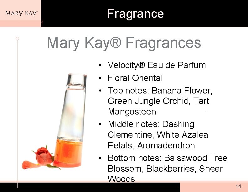 Fragrance Mary Kay® Fragrances • Velocity® Eau de Parfum • Floral Oriental • Top