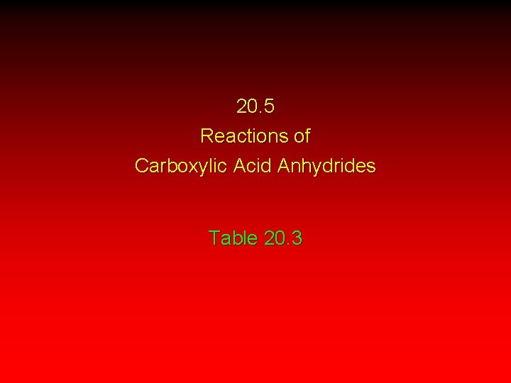 20. 5 Reactions of Carboxylic Acid Anhydrides Table 20. 3 