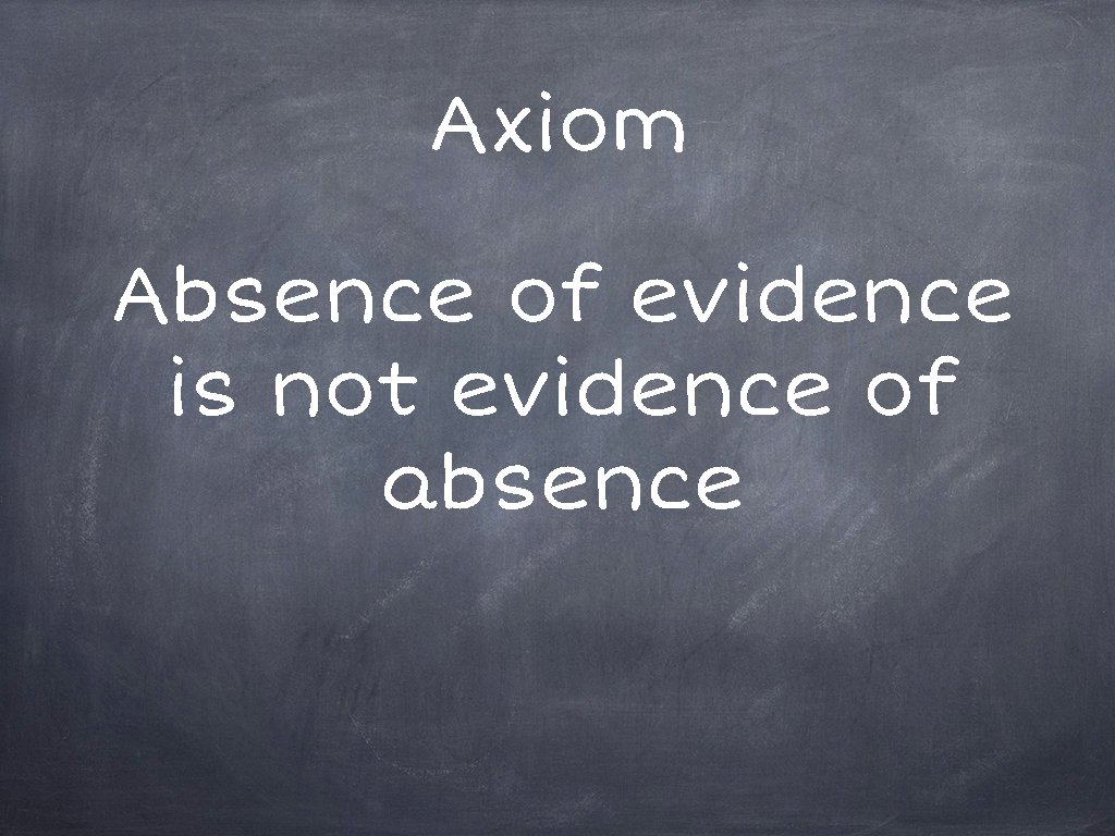 Axiom Absence of evidence is not evidence of absence 