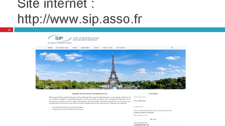 Site internet : http: //www. sip. asso. fr 21 