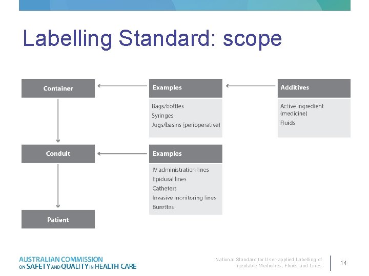 Labelling Standard: scope National Standard for User-applied Labelling of Injectable Medicines, Fluids and Lines