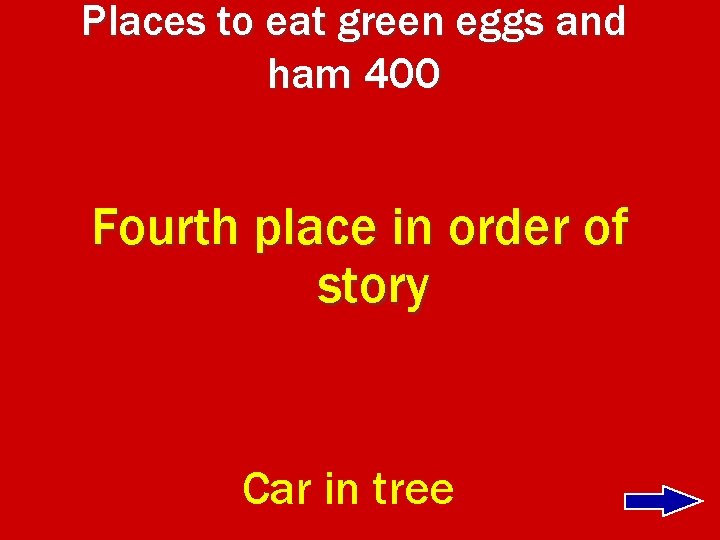 Places to eat green eggs and ham 400 Fourth place in order of story