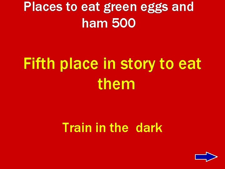 Places to eat green eggs and ham 500 Fifth place in story to eat