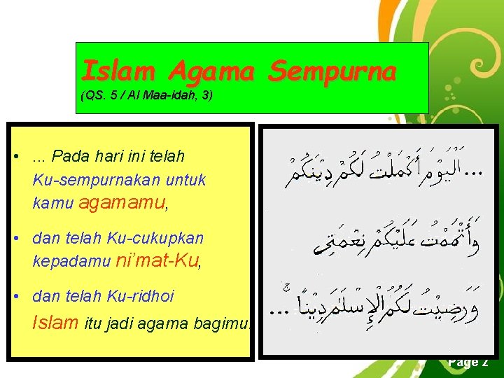 Islam Agama Sempurna (QS. 5 / Al Maa-idah, 3) • . . . Pada