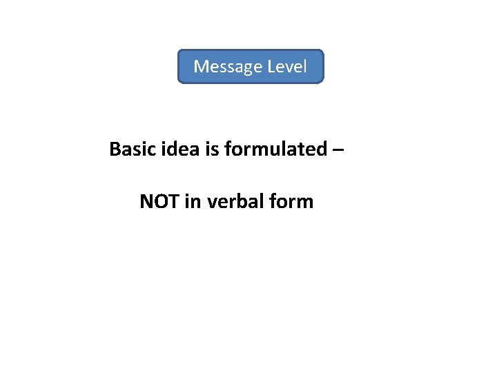 Message Level Basic idea is formulated – NOT in verbal form 