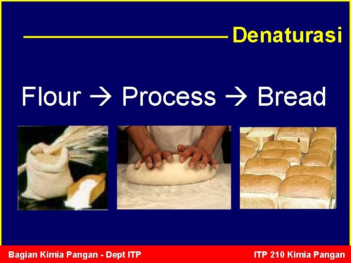 Denaturasi Flour Process Bread Bagian Kimia Pangan - Dept ITP 210 Kimia Pangan 