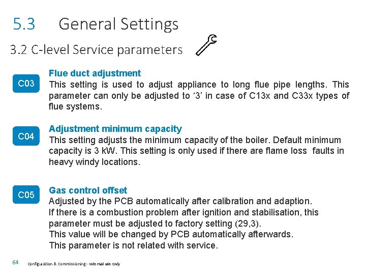 5. 3 General Settings 3. 2 C-level Service parameters C 03 C 04 C