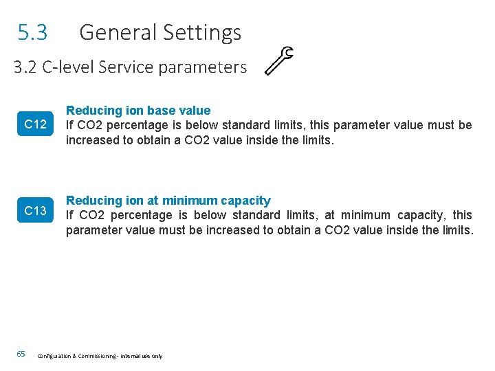 5. 3 General Settings 3. 2 C-level Service parameters C 12 Reducing ion base