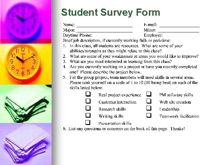 Student Survey Form 