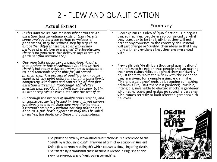 2 - FLEW AND QUALIFICATION Summary Actual Extract • In this parable we can