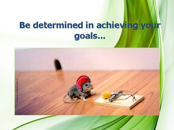 Be determined in achieving your goals. . . 