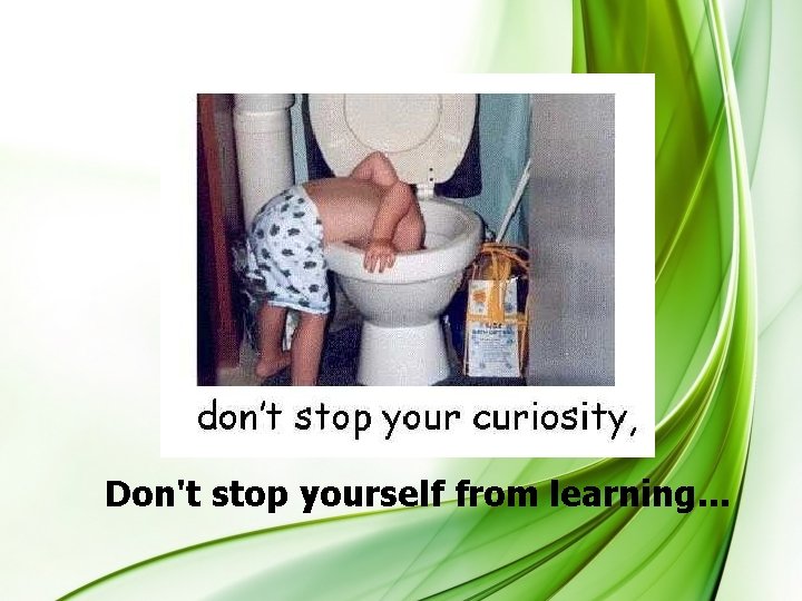 Don't stop yourself from learning. . . 