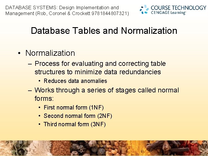 DATABASE SYSTEMS: Design Implementation and Management (Rob, Coronel & Crockett 9781844807321) 2 Database Tables