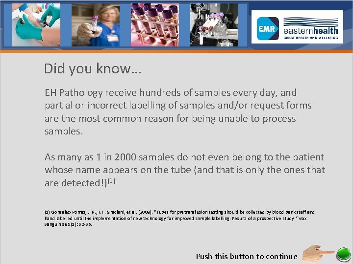 Did you know… EH Pathology receive hundreds of samples every day, and partial or