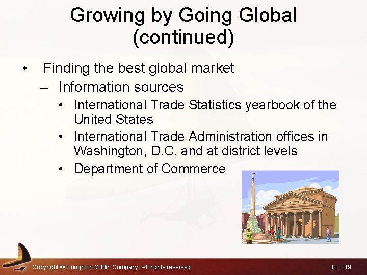 Growing by Going Global (continued) • Finding the best global market – Information sources