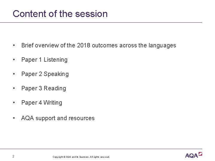 Content of the session • Brief overview of the 2018 outcomes across the languages