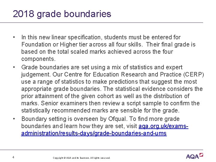 2018 grade boundaries • • • 4 In this new linear specification, students must