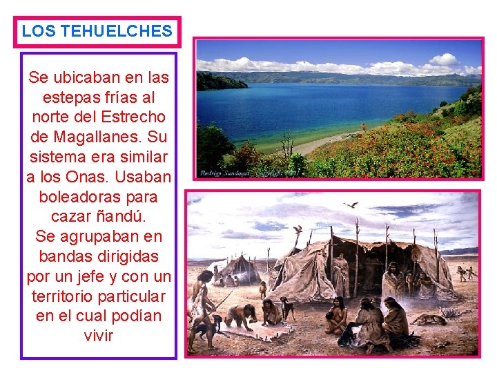 LOS TEHUELCHES Se ubicaban en las estepas frías al norte del Estrecho de Magallanes.