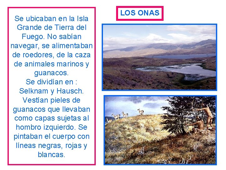 Se ubicaban en la Isla Grande de Tierra del Fuego. No sabían navegar, se