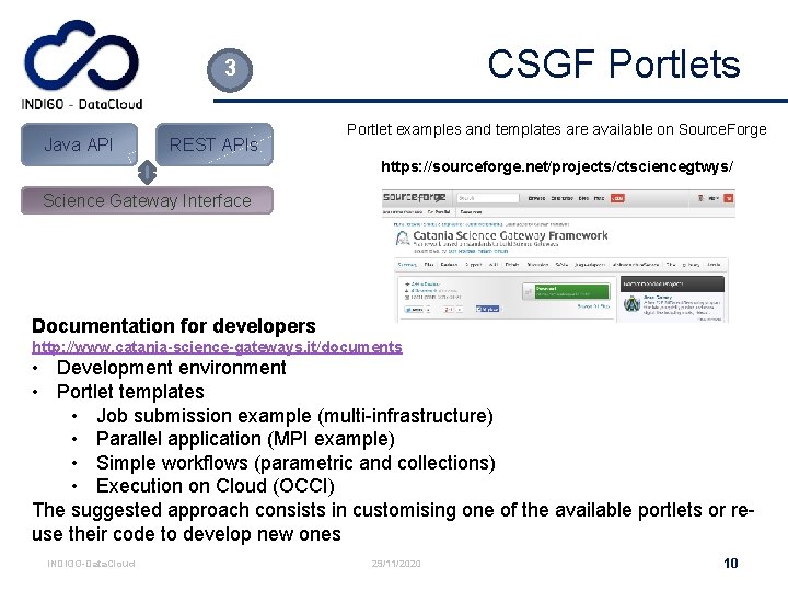 CSGF Portlets 3 Java API REST APIs Portlet examples and templates are available on