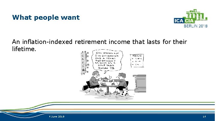 What people want An inflation-indexed retirement income that lasts for their lifetime. 4 June