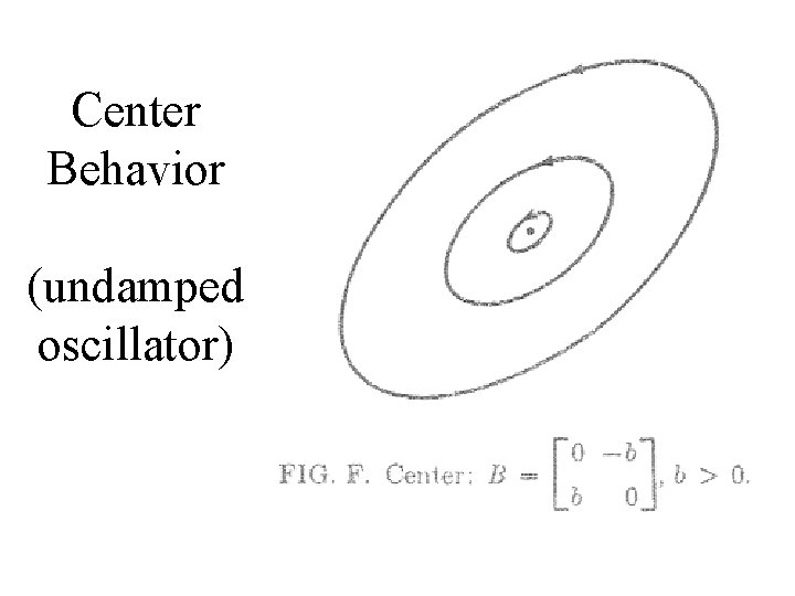 Center Behavior (undamped oscillator) 