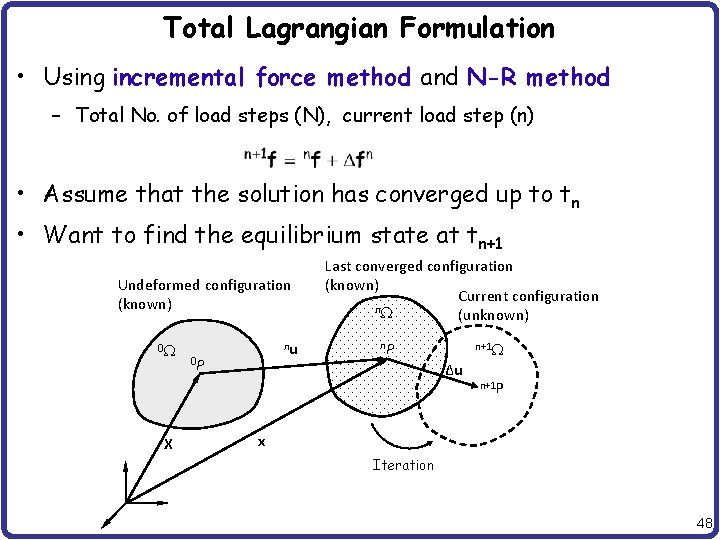 Total Lagrangian Formulation • Using incremental force method and N-R method – Total No.
