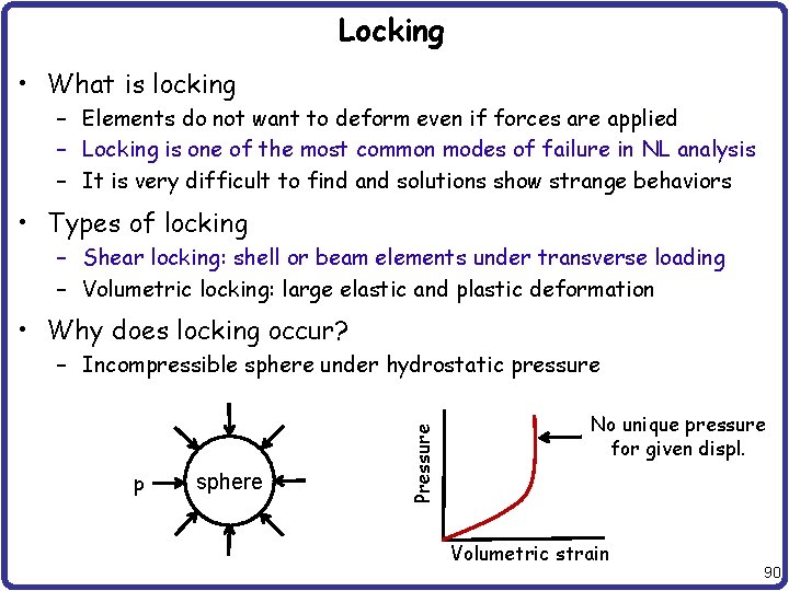 Locking • What is locking – Elements do not want to deform even if